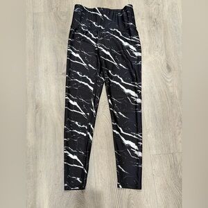 Terez Black and White Marble Leggings